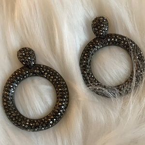 - Dark Gray Formal Hoop Earrings